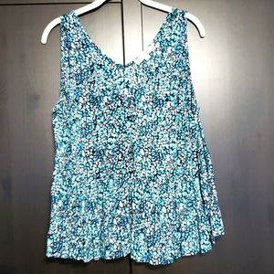 Loft Petite Blue & Black Print Swing Tank